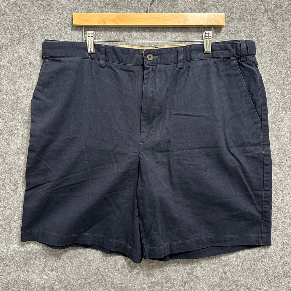 Geoffrey Beene Shorts Mens 40 Navy Blue Chino Cotton Casual‎ Flat Front